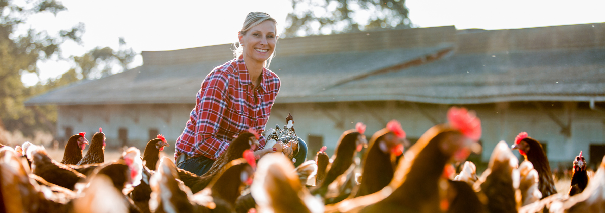 Woman with chickens