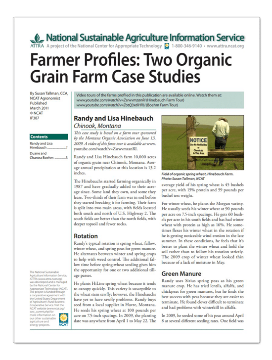 Farmer Profiles: Two Organic Grain Farm Case Studies cover
