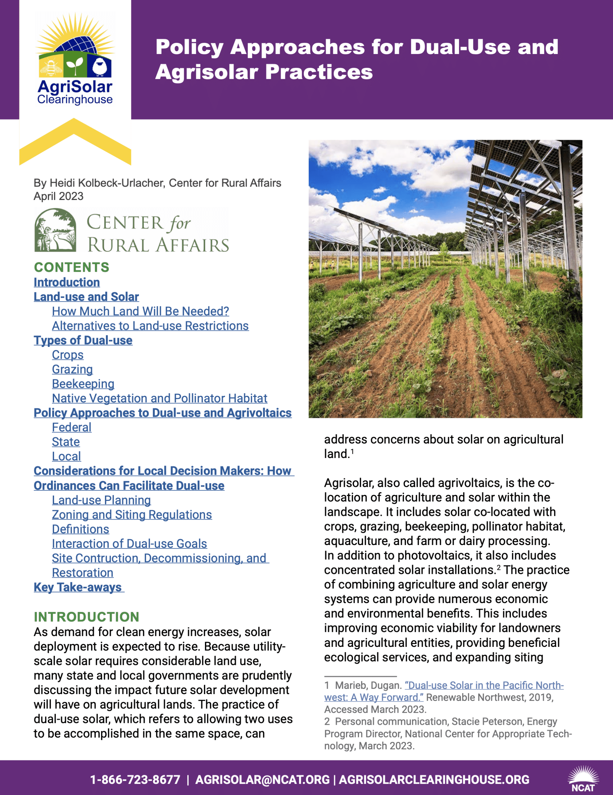 Policy Approaches for Dual-Use and Agrisolar Practices cover