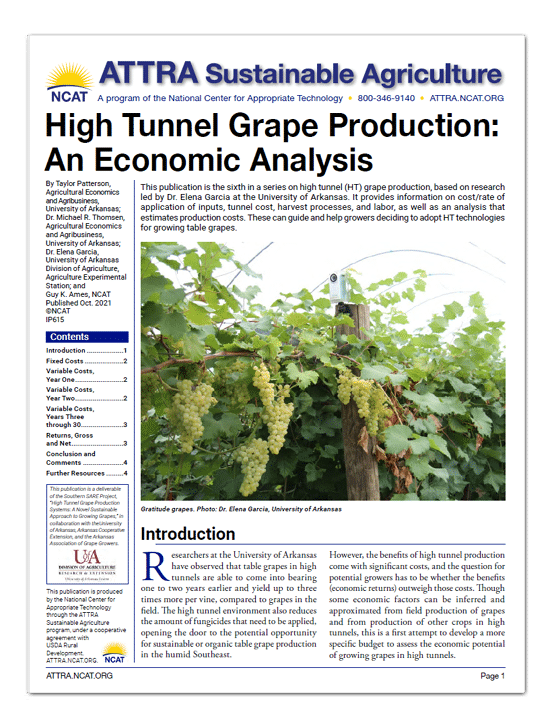 High Tunnel Grape Production: An Economic Analysis cover