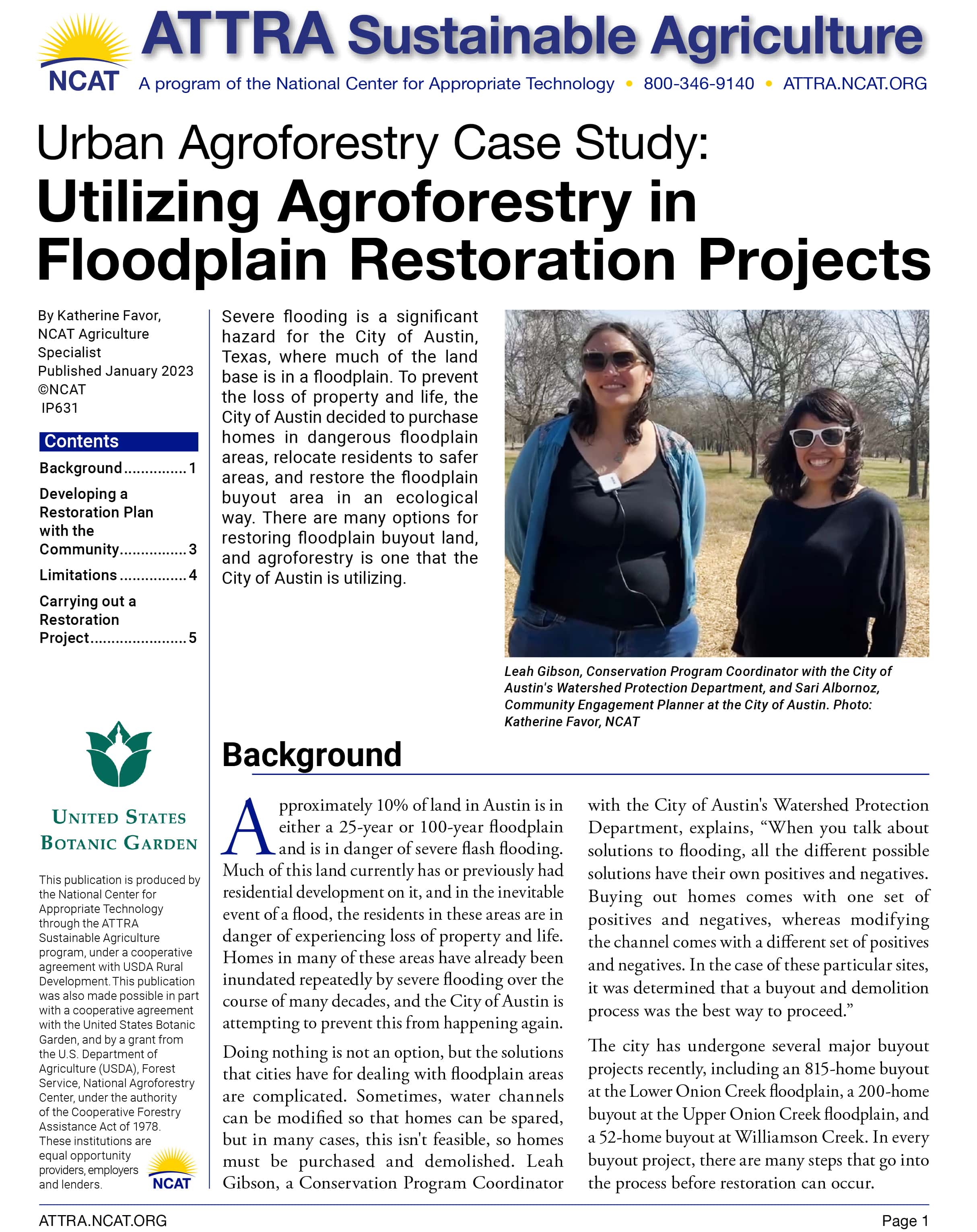 Urban Agroforestry Case Study: Utilizing Agroforestry in Floodplain Restoration Projects cover
