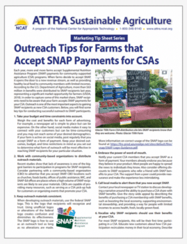 Outreach Tips for Farms that Accept SNAP Payments for CSAs cover