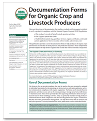 Documentation Forms for Organic Crop and Livestock Producers