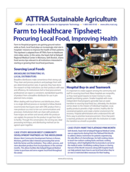 Farm to Healthcare Tipsheet: Procuring Local Food, Improving Health cover
