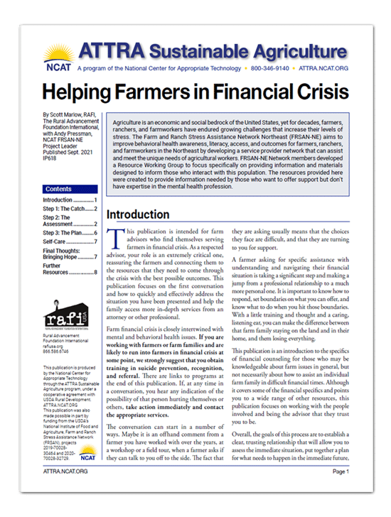 Helping Farmers in Financial Crisis cover