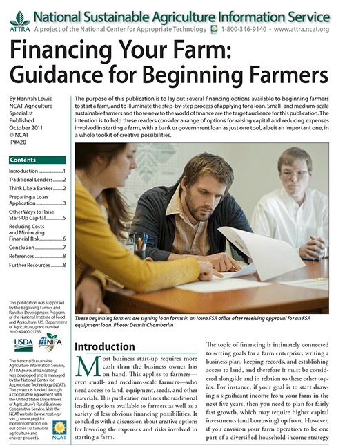 Financing Your Farm: Guidance for Beginning Farmers cover