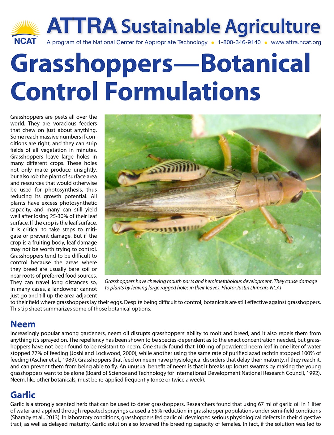 Grasshoppers – Botanical Control Formulations cover