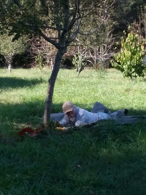 Guy Ames getting ready to look for tree borers