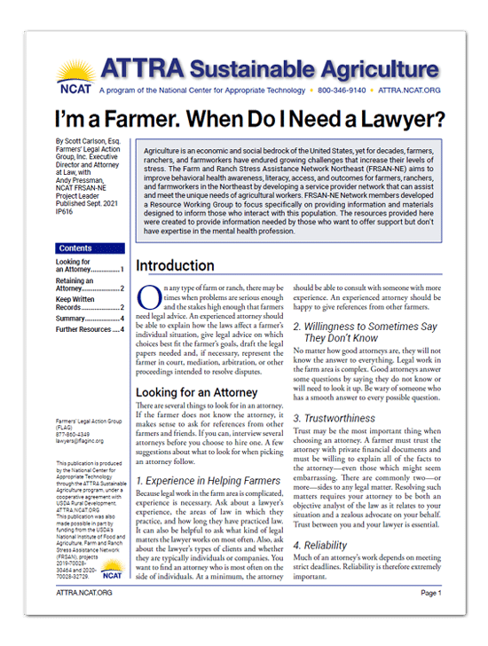 I’m a Farmer. When Do I Need a Lawyer? cover