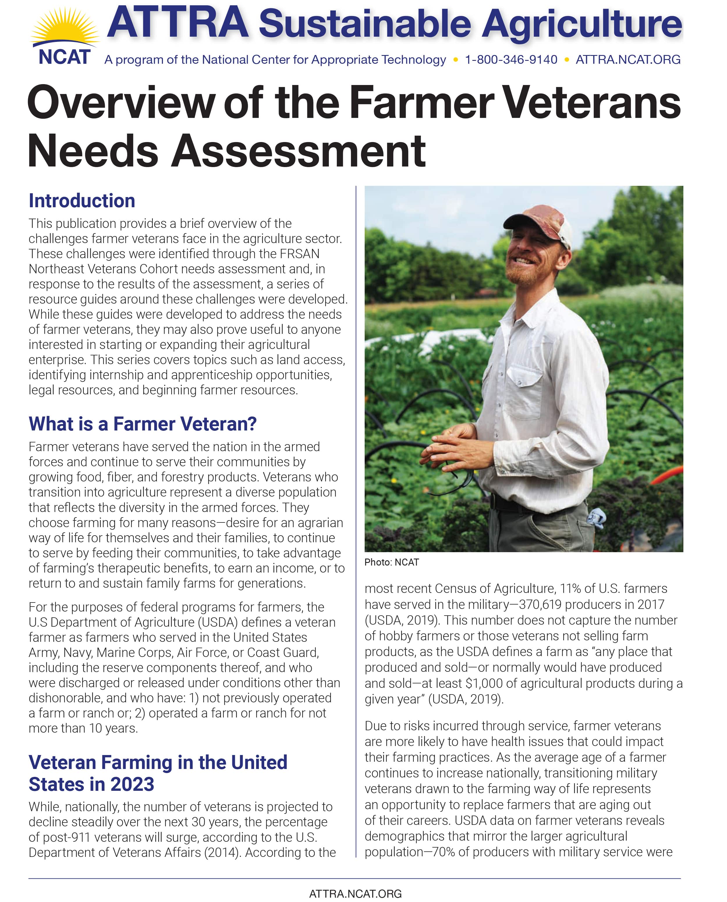 Overview of the Farmer Veterans Needs Assessment cover