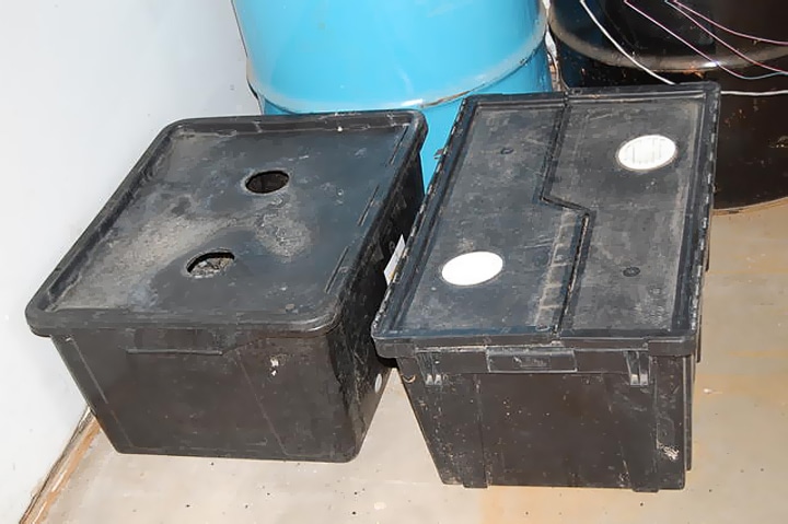 plastic containers used as worm bins