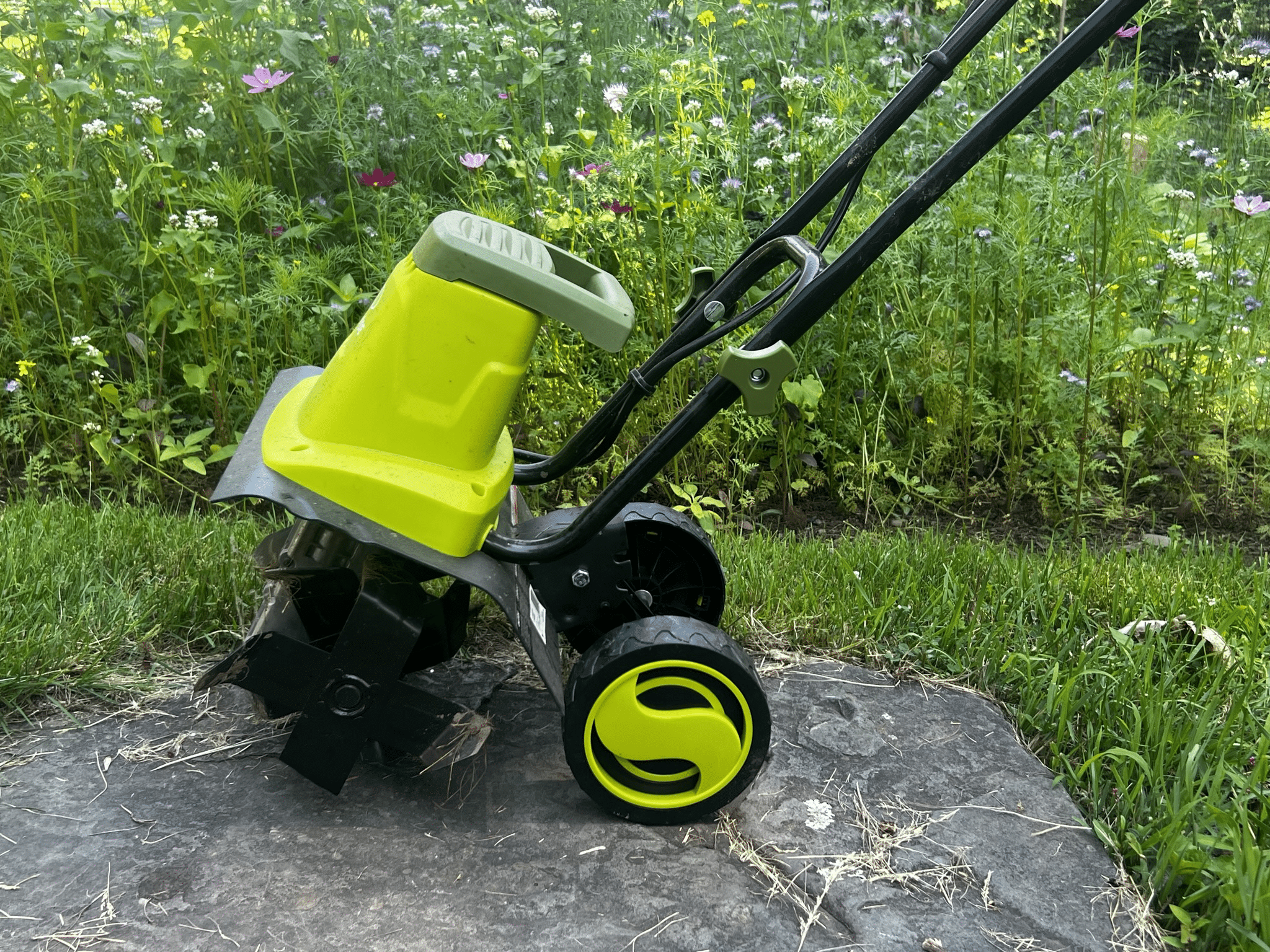 Sun Joe electric tiller. 