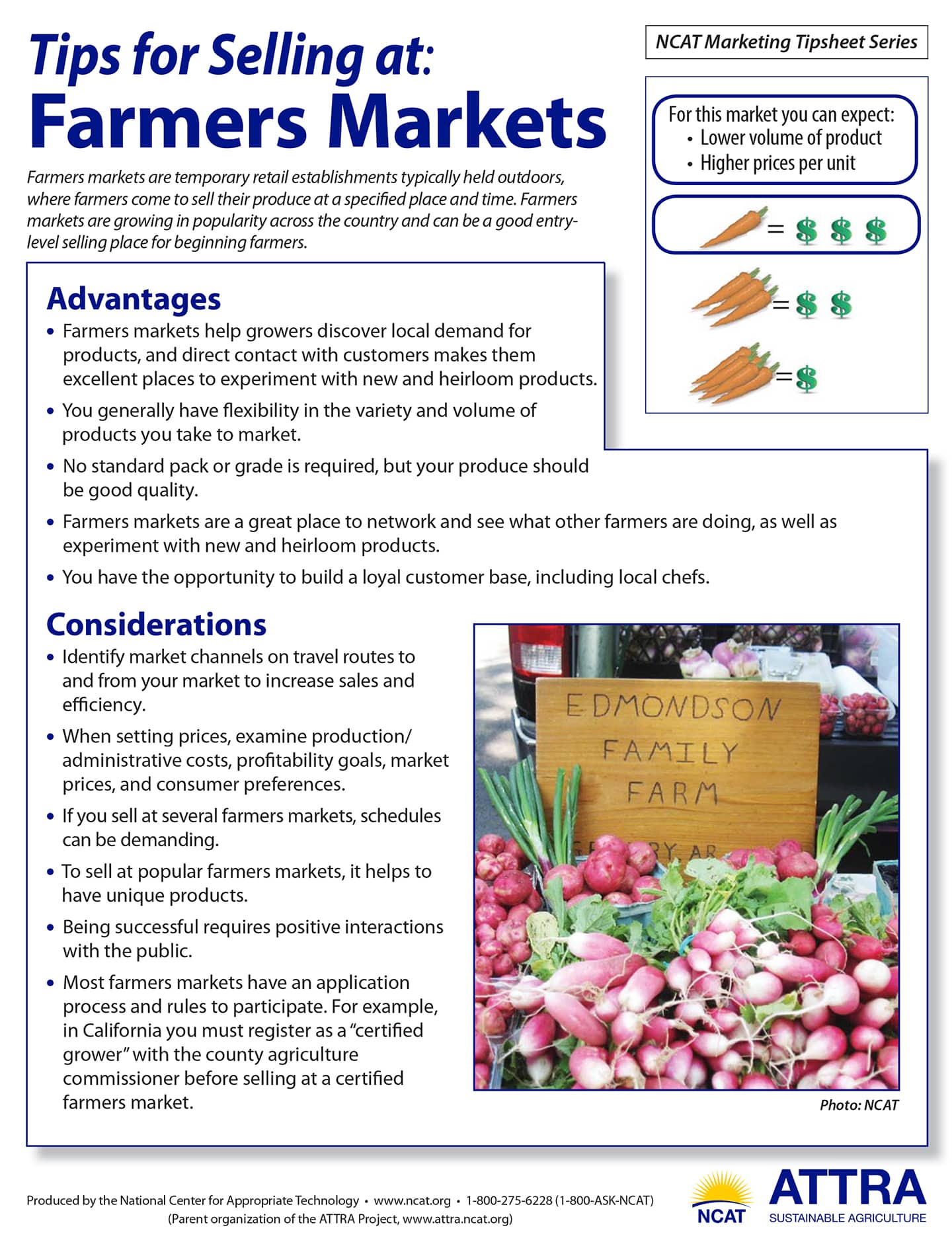 Portada de «Consejos para vender en los mercados de agricultores»