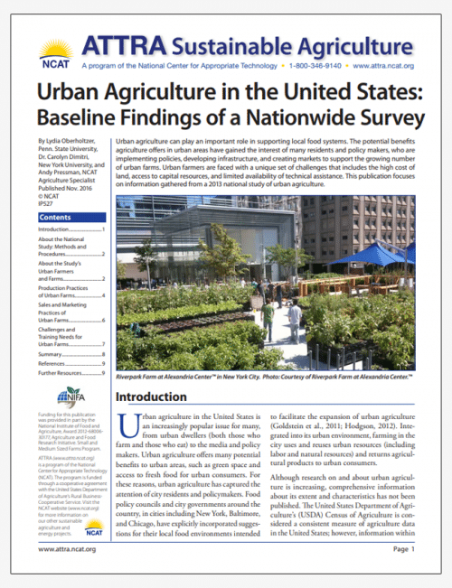 Urban Agriculture in the United States: Baseline Findings of a Nationwide Survey cover