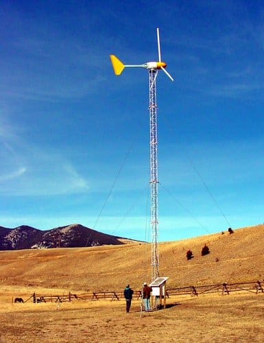 Small wind turbine on a ranch in Deer Lodge, Montana