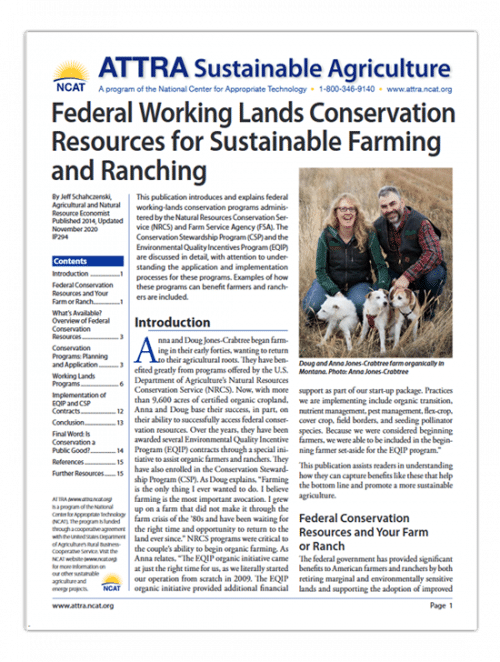 Federal Working Lands Conservation Resources for Sustainable Farming and Ranching cover