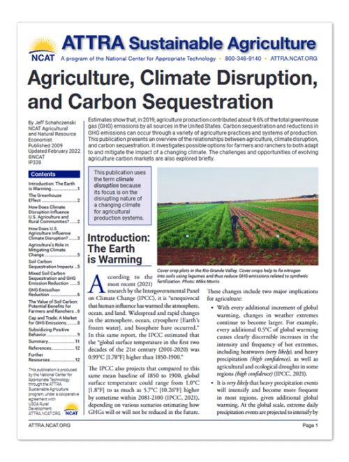 Agriculture, Climate Disruption, and Carbon Sequestration cover