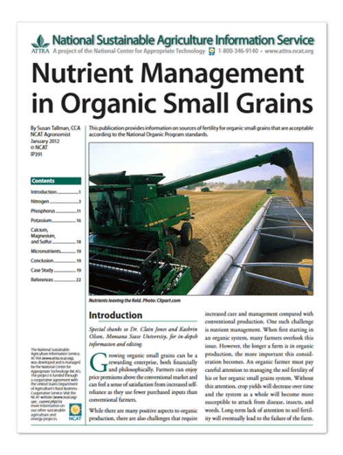 Portada: «Gestión de nutrientes en cultivos ecológicos de cereales de grano pequeño»