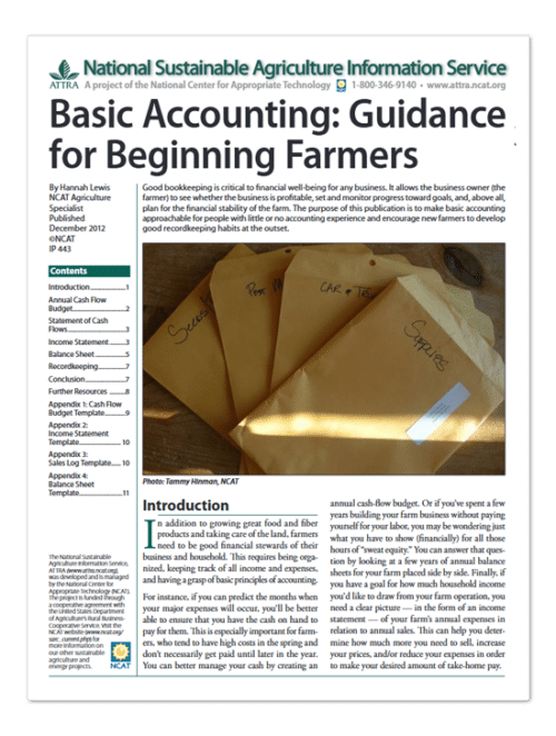 Basic Accounting: Guidance for Beginning Farmers cover