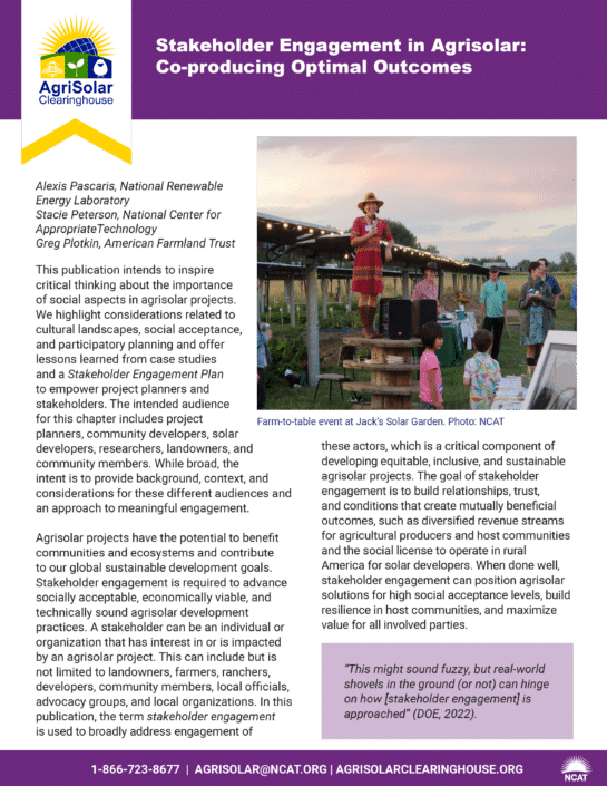 Stakeholder Engagement in Agrisolar: Co-producing Optimal Outcomes cover