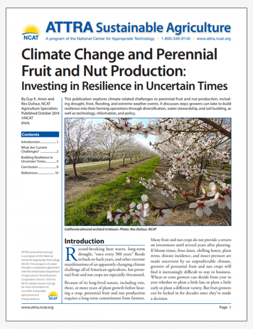 Climate Change and Perennial Fruit and Nut Production: Investing in Resilience in Uncertain Times cover
