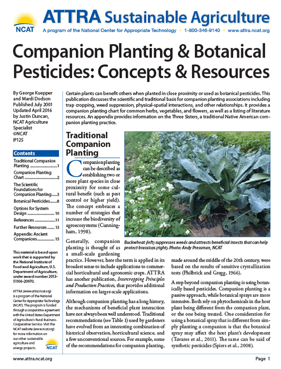 Companion Planting &amp; Botanical Pesticides: Concepts &amp; Resources cover