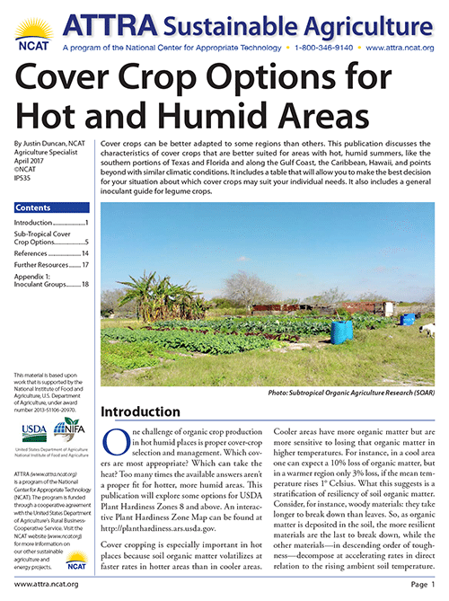 Cover Crop Options for Hot and Humid Areas cover