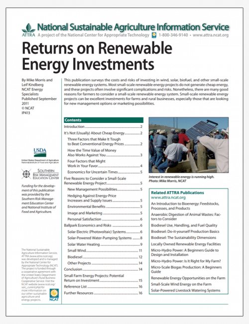Returns on Renewable Energy Investments cover