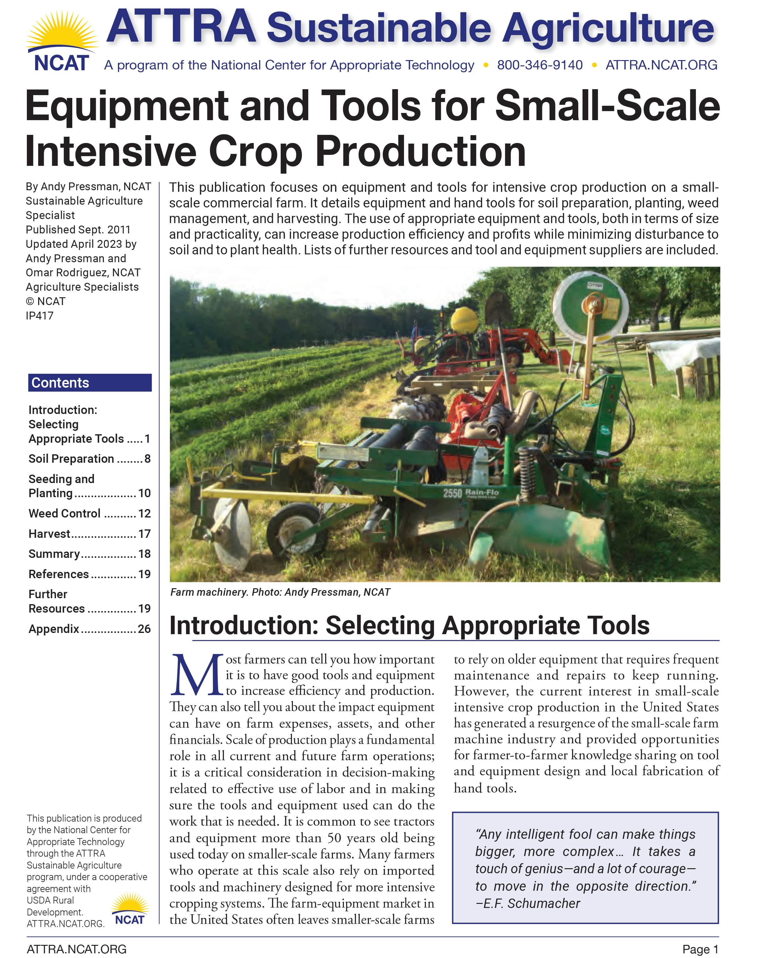 Equipment and Tools for Small-Scale Intensive Crop Production cover