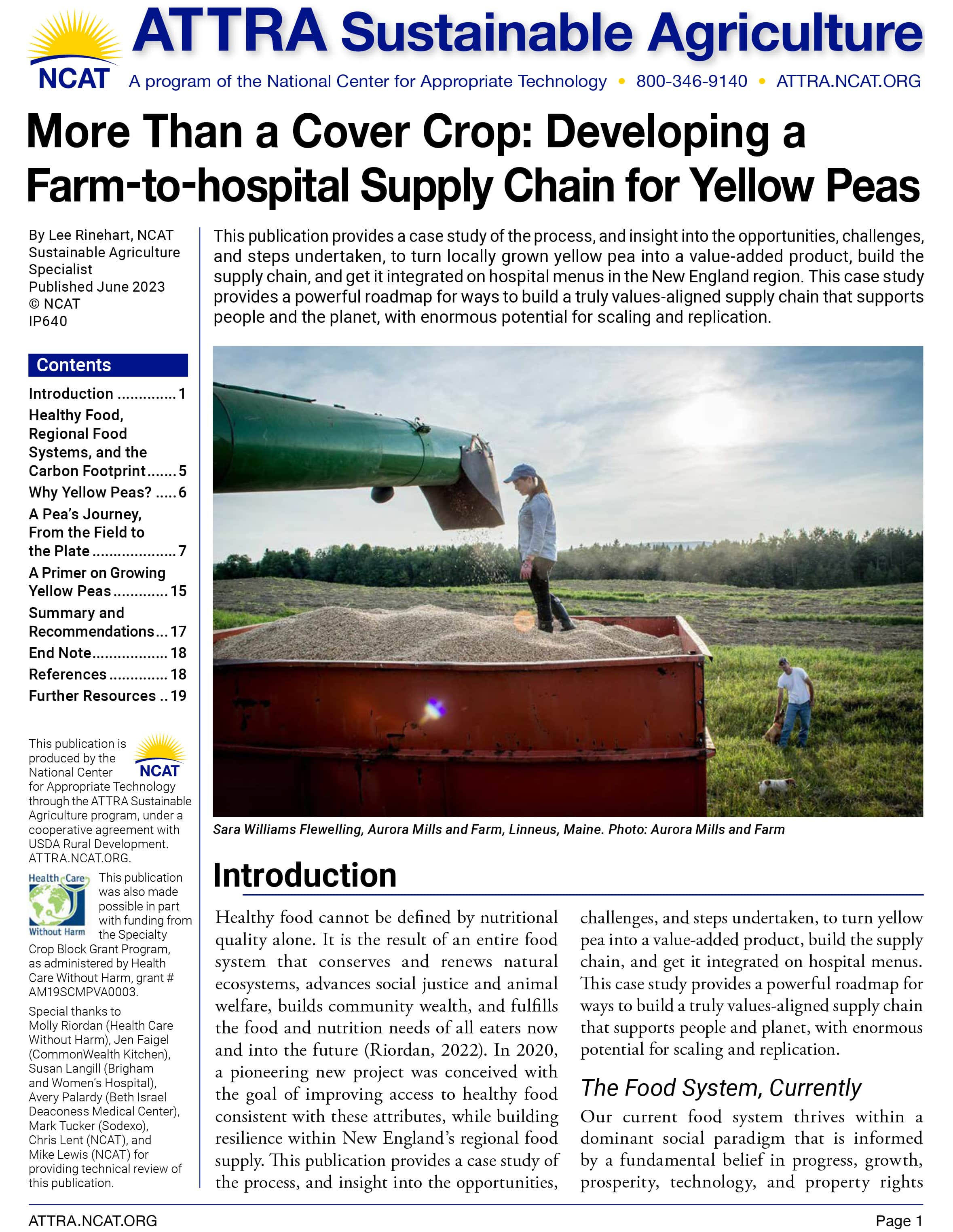 More Than a Cover Crop: Developing a Farm-to-hospital Supply Chain for Yellow Peas cover