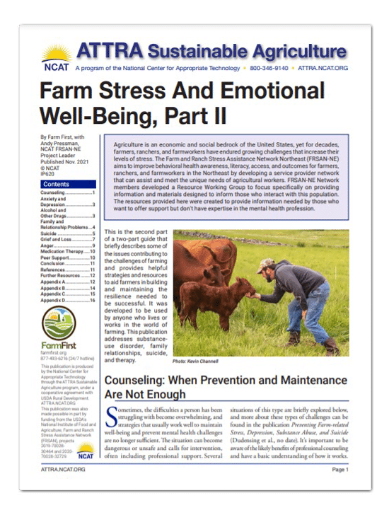 Farm Stress and Emotional Well-Being, Part II cover