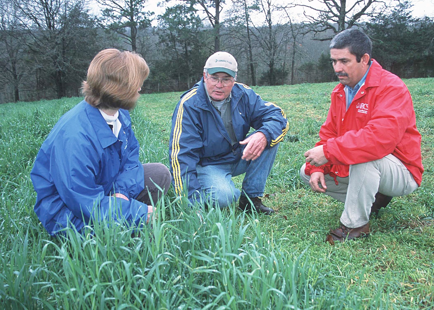 District Conservationist Rhonda Foster and Grasslands management Specialist Ralph Harris discuss intensive grazing rotations 