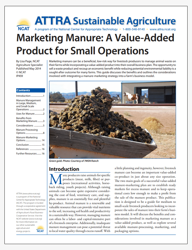 Marketing Manure: A Value-Added Product for Small Operations cover