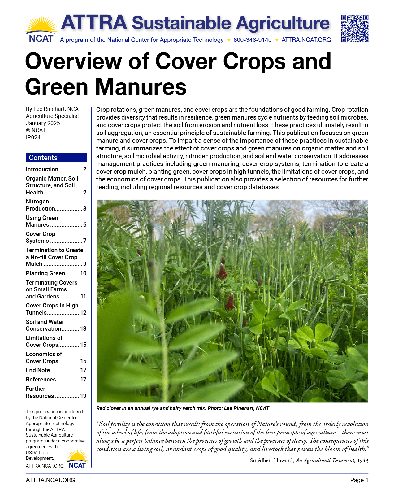 Overview of Cover Crops and Green Manures cover