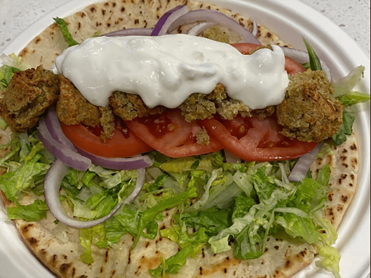 Pea falafel gyro at Brigham and Women’s Hospital. 