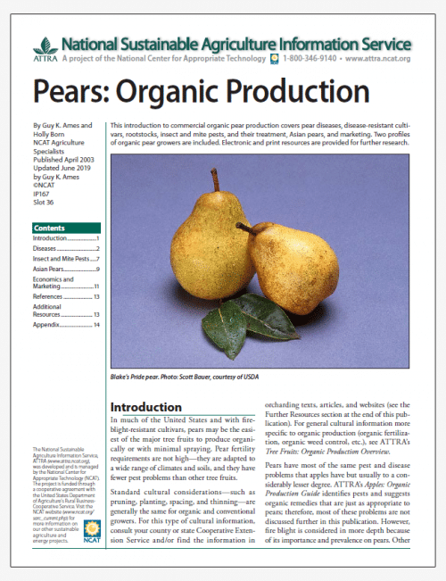Pears: Organic Production cover