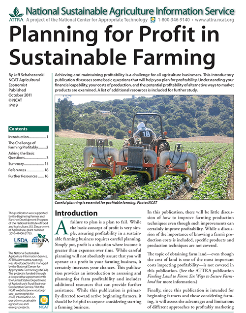 Planning for Profit in Sustainable Farming cover