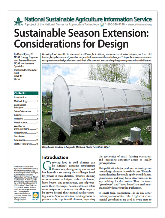 Sustainable Season Extension: Considerations for Design cover