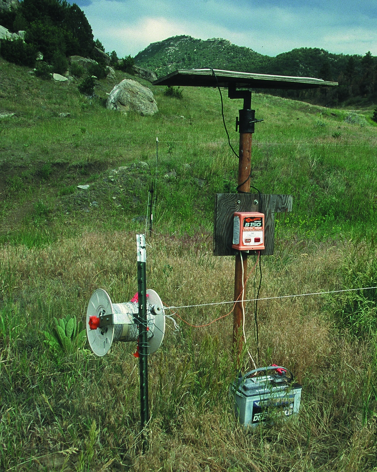 electric fencing equipment in the field