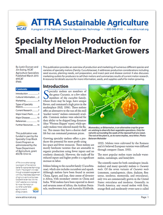 Specialty Melon Production for Small and Direct-Market Growers cover
