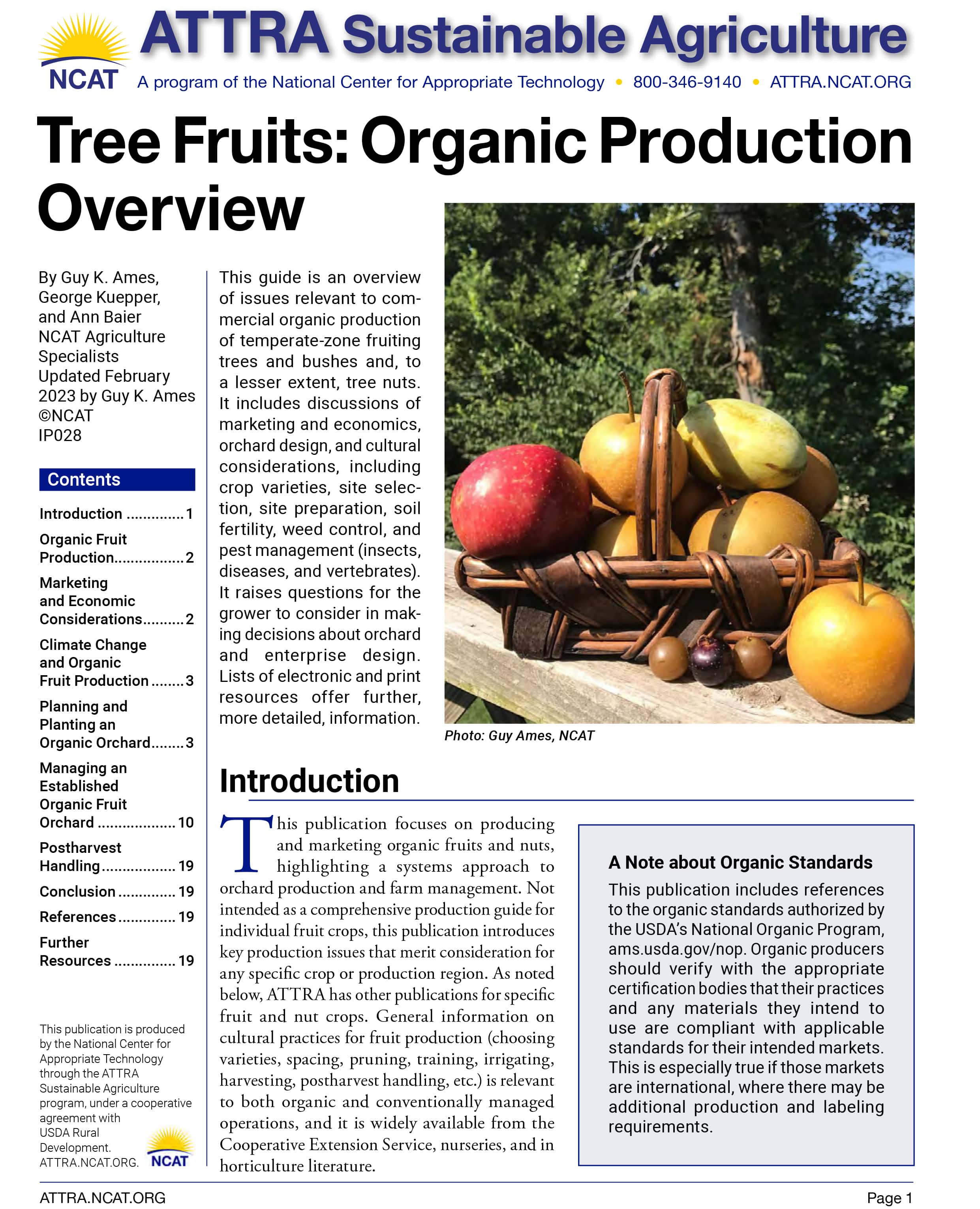 Tree Fruits: Organic Production Overview cover