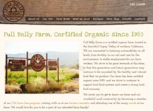 screenshot of Full Belly Farm's website