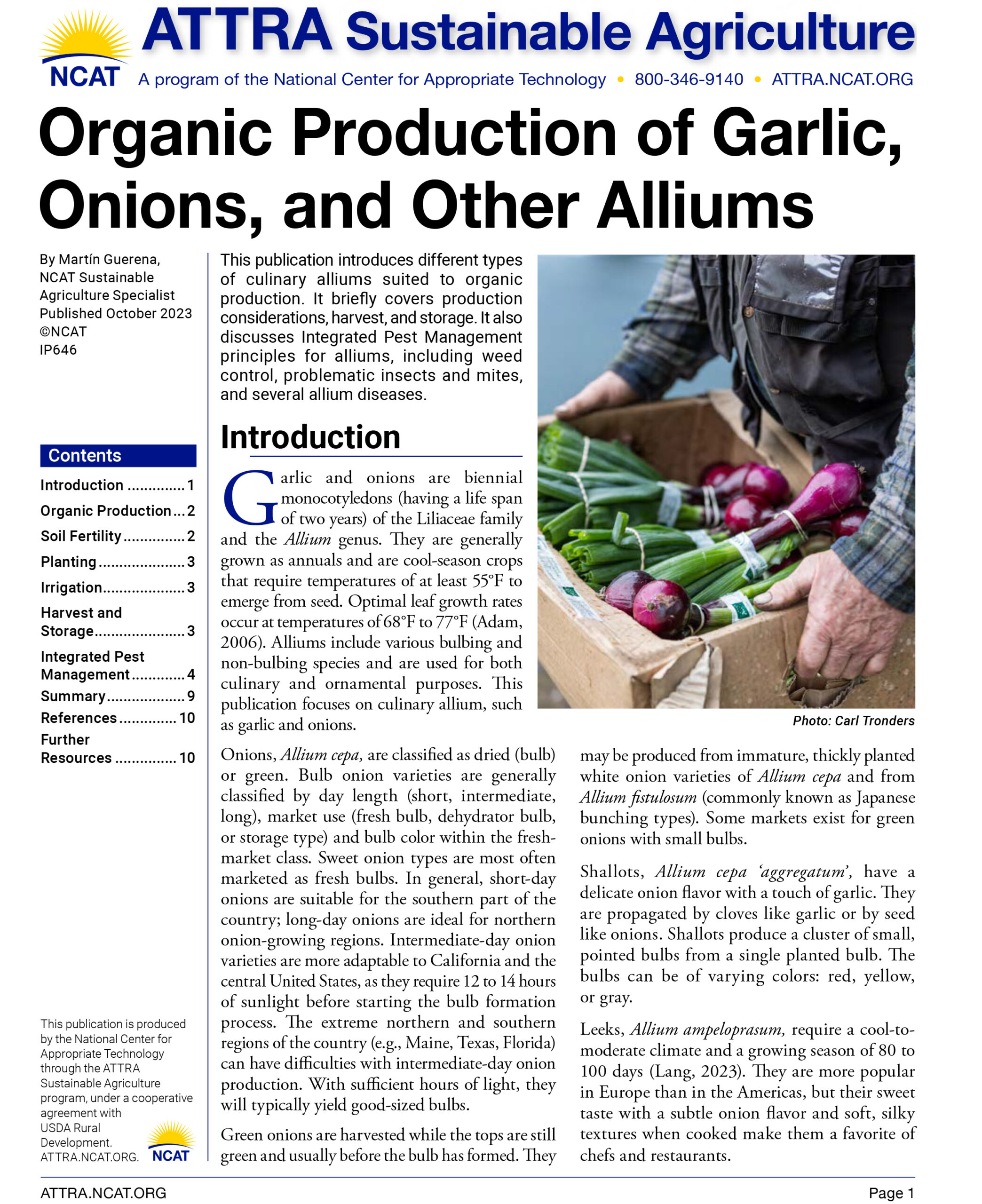 Organic Production of Garlic, Onions, and Other Alliums cover