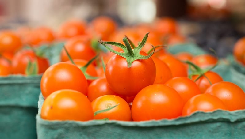 cherry tomatoes in containers