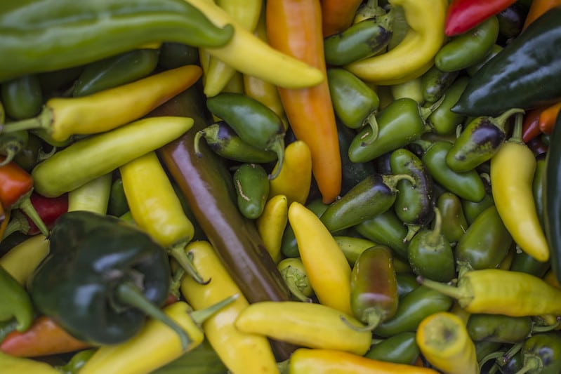 mixed colored peppers