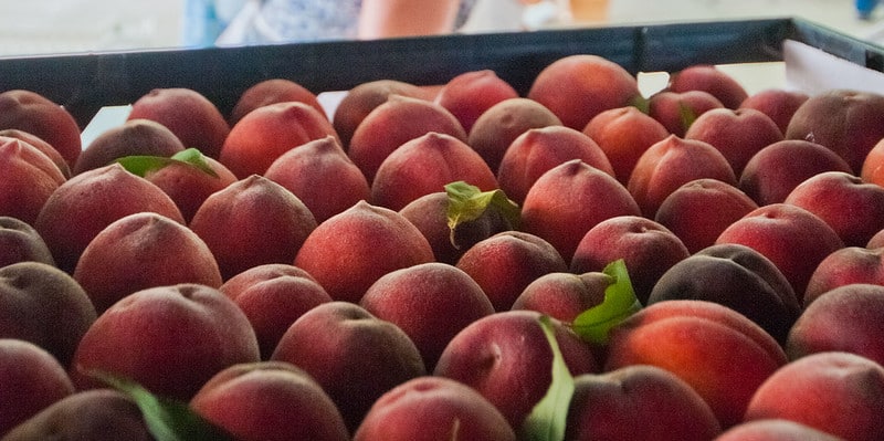 peaches arranged in a tray