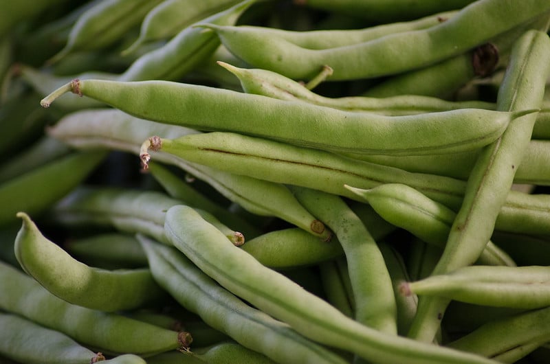 close-up of green beans