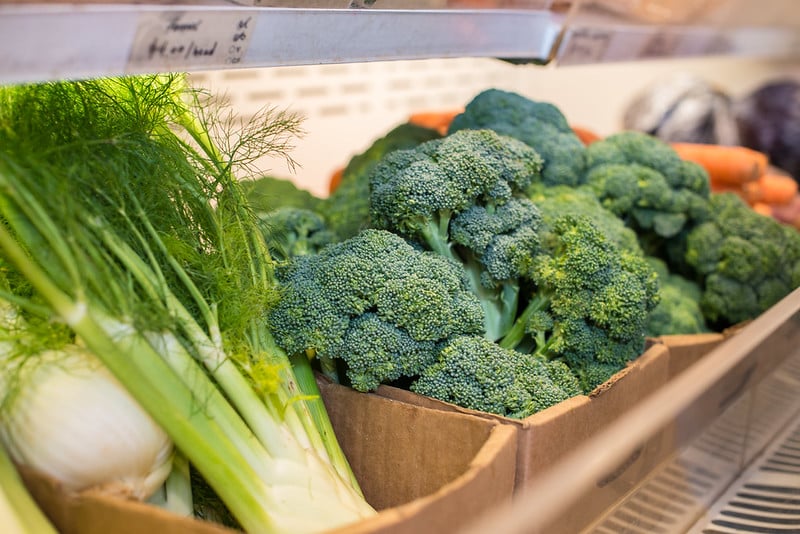 organic vegetables displayed in boxes