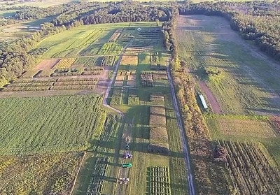 aerial view of farm fields