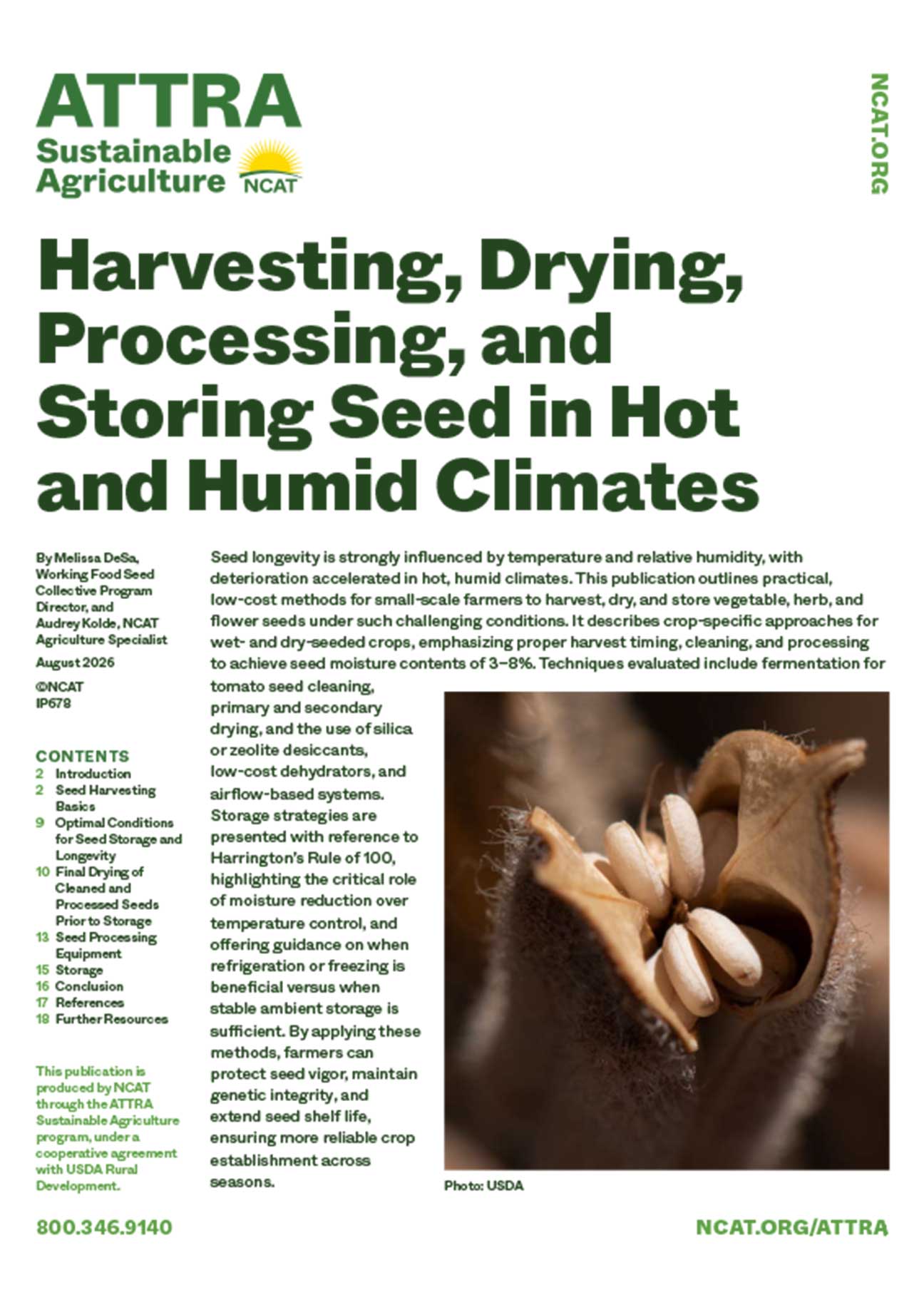 Harvesting, Drying, Processing, and Storing Seed in Hot and Humid Climates cover